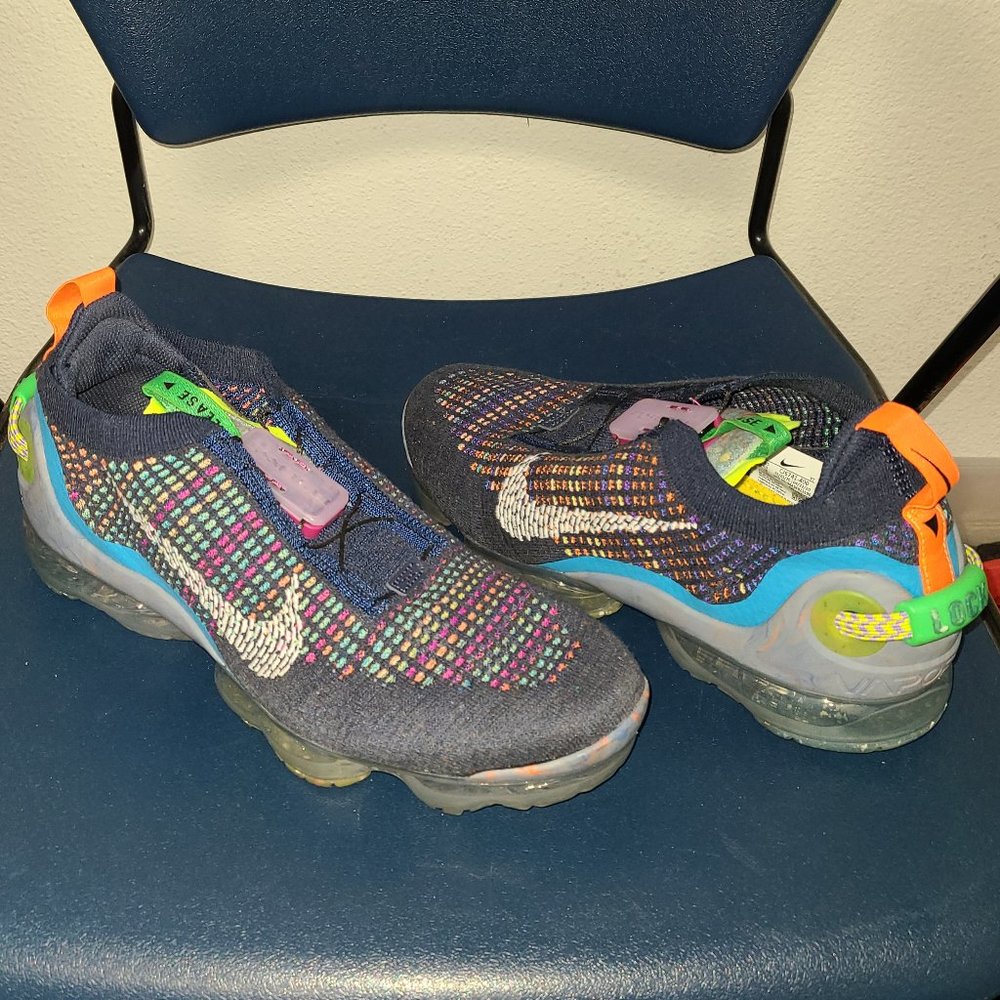 USED Nike Air VaporMax 2020 Flyknit 'Deep Royal Blue Multi' US Women's Size 11.0